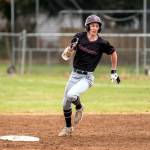 PHOTO BY FOREST WORGUM Montesano shortstop Bode Poler rounds second during a doubleheader against Naches Valley on Saturday in Naches.