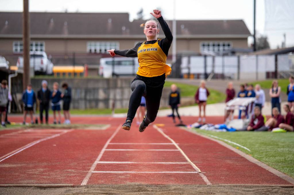 PHOTO BY FOREST WORGUM North Beachs Malia Cox competes in the girls high jump at the Ray Ryan Memorial Grays Harbor All-County Meet on Friday in Montesano.