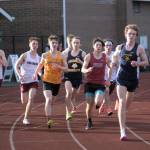 Photos by RYAN SPARKS / THE DAILY WORLD 
Aberdeens Wil Boling, right, leads the field in the 800-meter race at the 2023 Ray Ryan Memorial Grays Harbor All-County Track & Field Meet on Friday at Jack Rottle Field in Montesano. Boling broke the meet record with a time of 2:00.64.