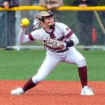PHOTO BY FOREST WORGUM Montesano infielder Addi Kersker had three hits in the Bulldogs 19-3 win over Nooksack Valley on Saturday in Montesano.