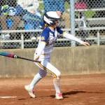 RYAN SPARKS / THE DAILY WORLD 
Aberdeens Aili Scott collects one of her four base hits in a 26-11 loss to W.F. West on Wednesday in Aberdeen.