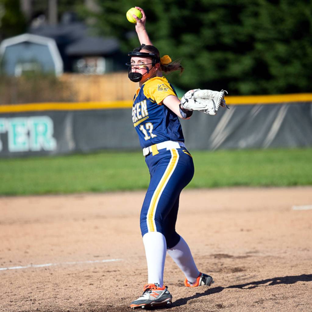 ALEC DIETZ | THE CHRONICLE Lilly Camp throws a pitch during Aberdeens 5-3 loss at Tumwater on Friday in Tumwater.