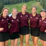 SUBMITTED PHOTO Montesanos girls golf team of (from left) Maggi Kupka, Jessie LaLonde, Audree Dohrmann, Emma Sainsbury and Hailey Blancas finished seventh against quality competition at the Kitsap Invitational on Tuesday, May 2 in Bremerton.