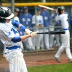 RYAN SPARKS | THE DAILY WORLD Elmas Gibson Cain had three hits, including a walk-off single, to lead the Eagles to a 9-8 win over Tenino on Friday in Montesano.