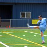 RYAN SPARKS | THE DAILY WORLD Aberdeen goal keeper Antonio Granados clears the ball during Aberdeens 2-0 district-tournament win over Hudsons Bay on Saturday at Stewart Field in Aberdeen.