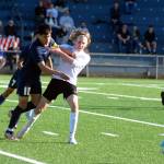 RYAN SPARKS | THE DAILY WORLD Aberdeen midfielder Edwin Quintana (10) battles for possession against Tumwaters Austin OConnor during the Bobcats 1-0 win in a 2A District 4 semifinal game on Tuesday at Stewart Field in Aberdeen.