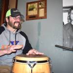 Doug Paling, a local musician who has played up and down the West Coast, accompanied Wil Russoul on the conga. Russoul, executive director of Downtown Aberdeen Association, played on an acoustic guitar signed by many names, including Aaron Burckhard, the original drummer for Nirvana. The pair played in front of a Darrell Westmoreland photograph of Kurt Cobain, Dave Grohl and Krist Novoselic that hangs inside Nirvana Coffee Company.