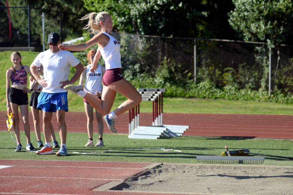 RYAN SPARKS | THE DAILY WORLD Montesanos Ashlyn Devereaux won the girls long jump at the 1A Evergreen League Championships on Friday in Montesano.
