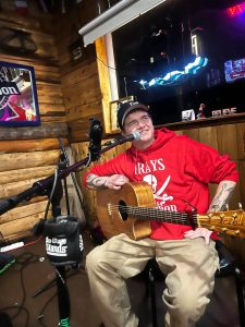 Courtesy photo / Clinton Mullins
Clinton Dogger Mullins, a musician born and raised in Aberdeen, takes a break during a performance at The Cave  823 W. First St, in Aberdeen. Mullins just finished recording his new album. The album, with the working title Atta Bomb, should release in July or August.