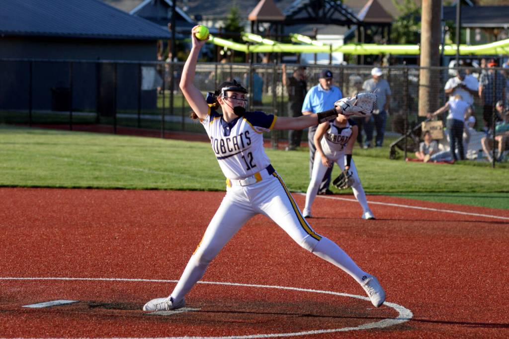 RYAN SPARKS | THE DAILY WORLD Aberdeen pitcher Lilly Camp allowed one hit in pitching a complete-game shutout in a 1-0 win over Columbia River in the 2A District 4 quarterfinals on Thursday in Chehalis.
