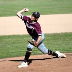 RYAN SPARKS | THE DAILY WORLD Montesano starting pitcher Jackson Busz allowed two earned runs over 4 2-3 innings pitched to pick up the victory in a 5-4 victory over Colville in a 1A State quarterfinal game on Saturday at Olympic Stadium in Hoquiam.