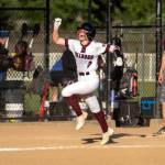 PHOTO BY FOREST WORGUM 
Montesano junior Riley Timmons rounds third after hitting a game-winning, walk-off three-run home run to beat Hoquiam 8-7 and win the 1A District 4 championship on Saturday at Fort Borst Park in Centralia.