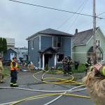 Firefighters from Aberdeen and Hoquiam responded to a fire at a residence in Hoquiam on May 20, rapidly knocking down the fire. (Courtesy photo / Hoquiam Fire Department)