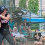 JARED WENZELBURGER | THE CHRONICLE Ocostas Gabby Ness eyes a pitch during a 4-3 win over Northwest Christian (Colbert) in a 2B State quarterfinal game on Friday at the Gateway Sports Complex in Yakima.