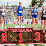 JARED WENZELBURGER | THE CHRONICLE Willapa Valleys Brooklyn Patrick (1540) won the state championship in 1B 100-meter dash on Saturday in Yakima.