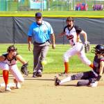 PHOTO BY SHAWN DONNELLY Montesanos Liv Robinson (10) slides into second during the Bulldogs 11-0 victory over Blaine in the 1A State Softball Tournament semifinals on Saturday in Richland.