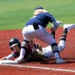 ALEC DIETZ / THE CHRONICLE
Montesanos Tyson Perry slides into third just before the tag against Cedar Park Christian in the 1A State third-place game on Saturday at Joe Martin Stadium in Bellingham.