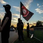Members of the Aryan Freedom Network protested outside a drag show in Grand Prairie, Texas, in December. (Tribune News Services)