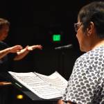Matthew N. Wells / The Daily World
Beth Ginther, who plays piano for the civic choir at Grays Harbor College, tickles the keys under the direction of Director Kari Hasbrouck. The choir will perform at 2 p.m., on Sunday at The Bishop Center for the Performing Arts.