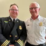 Courtesy photo / OSFD
Ocean Shores Fire Chief Brian Ritter, confirmed during a city council meeting Monday night, poses with Mike Mandella, who came on as the assistant chief.