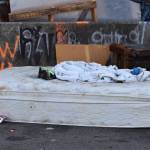 Jill, who lives underneath the Chehalis River Bridge, said one person recently left a broken TV stand and heavily-stained mattress. Another person recently dropped off a bunch of VHS tapes. “None of us needed it,” Jill said. “It’s all garbage. Does it look like we have a VHS player?” While her home is not far from a city-provided dumpster, which was overfilled on Wednesday, she said people who come by with their donations often throw items away in the dumpster. She claims someone donated "expired chicken wings," and people got sick from it. (Matthew N. Wells / The Daily World)