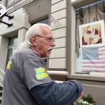 Matthew N. Wells / The Daily World
Phil Fill Slep begins the Nirvana Talk & Walk & Ride Tour at the front of Boomtown Records. Slep is a wealth of knowledge and knows how to lead a tour; it was informative and it kept people engaged. The next Nirvana-centered tour is 9 a.m. on Saturday, July 29, when Angel Phoenix Damasiewicz and Chris Svinth will kick it off with a short setlist.