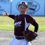 RYAN SPARKS | THE DAILY WORLD 
Montesano Little Leaguer Madden Maruska throws a pitch during a 9-3 loss to Larch Mountain in a District 3 8-10 championship game on Thursday at Lloyd Murrey Park in Elma.