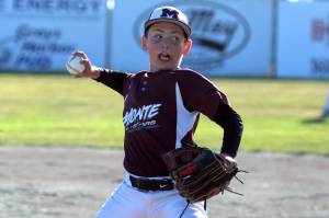 RYAN SPARKS | THE DAILY WORLD 
Montesano Little Leaguer Madden Maruska throws a pitch during a 9-3 loss to Larch Mountain in a District 3 8-10 championship game on Thursday at Lloyd Murrey Park in Elma.