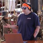 Michael S. Lockett / The Daily World
Meagan Clyburn, a graduate student with Texas A&M University, gives a lecture aboard the Lady Washington as part of a program to familiarize maritime archaeologists with the practices of sailing.