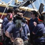 Michael S. Lockett / The Daily World
Graduate students with Texas A&M University gather aboard the Lady Washington as part of a program to familiarize maritime archaeologists with the practices of sailing.