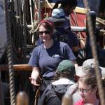 Michael S. Lockett / The Daily World
Marijo Gauthier-Bérubé, who received her doctorate in nautical archaeology from Texas A&M University, gives a lecture aboard the Lady Washington as part of a program to familiarize maritime archaeologists with the practices of sailing.