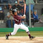 RYAN SPARKS | THE DAILY WORLD Montesanos Cortney Watson hit a grand slam home run in the first inning of an 8-5 loss to Larch Mountain in the Little League District 3 Majors Tournament on Friday in Aberdeen.