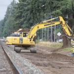 Work crews clear space for a siding for Puget Sound and Pacific Railroad south of Elma on July 12. (Michael S. Lockett / The Daily World)