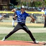 RYAN SPARKS | THE DAILY WORLD Elma pitcher James Modersohn earned a complete game victory with a 4-2 win over Bellevue National in the Little League State Intermediate Championship on Saturday in Elma.