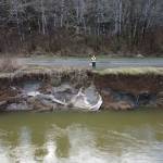 Clayton Franke / The Daily World
The 2022 flooding season eroded more than 15 feet of riverbank in the Satsop Business Park, exposing power ducts and threatening infrastructure underneath the road.