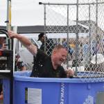 Hoquiam Fire Chief Matt Miller gets dunked during the countys Emergency Preparedness Expo on July 22. (Michael S. Lockett / The Daily World)