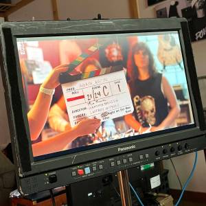 Abigail Thorn
Pictured is a view from behind the film monitor on set of Mia Moore Marchants feature film Again Again. Marchant is in the frame.