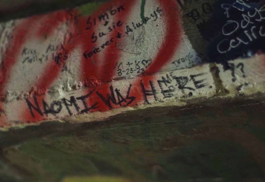 Mia Moore Marchant
A little tag that the film crew Again Again left underneath the Young Street Bridge in Aberdeen. The bridge, full of personal, graffitied notes to Kurt Cobain and Nirvana, served as location for one of the crews favorite filming spots on Grays Harbor. The tag, which says Naomi was here, was because one of the films characters is named Naomi.