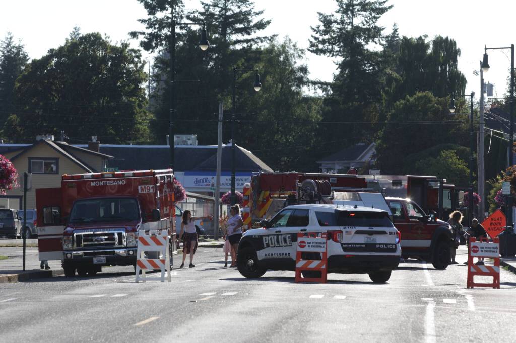 Michael S. Lockett / The Daily World
Montesano emergency vehicles were on display as part of the towns National Night Out event.