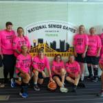 SUBMITTED PHOTO The Women Warriors basketball team sent two teams (pictured) to compete at the 2023 Senior Games in Pittsburgh, Pennsylvania. Pictured are (from left): Gretchen Klein, Tanya Bowers-Anderson, Julie Opel, Sue Kalama, Kim Fogo, Rhonda Ham, Ann Peterson, Janet Graham, Denise Anderson, Alice Charley-Morris, Fran Eide, Karla Smith (kneeling).