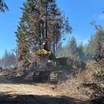 Heavy equipment is used to clear fire lines to slow the Margarita wildire to slow the spread of the blaze. (Michael S. Lockett / The Daily World)