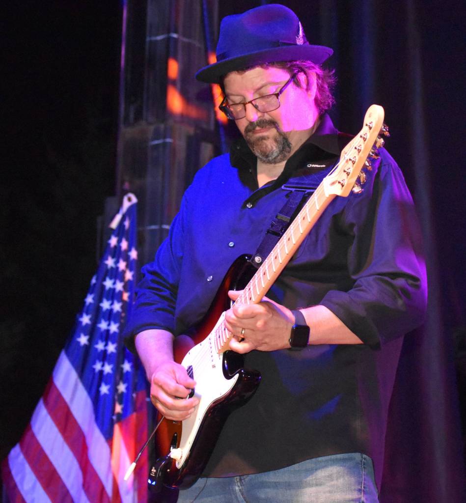 Don Stone, a Harborite who plays lead guitar for The Six, seemed to be the hardest working musician Friday night at the Grays Harbor County Fair. Stone also played with Alex Mabey and Ericka Corban. (Matthew N. Wells / The Daily World)