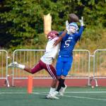 RYAN SPARKS | THE DAILY WORLD Hoquiam defender Javonni Koth, left, breaks up a pass intended for Elma receiver Dayton Brookins during the 15th Annual Montesano Jamboree on Friday at Jack Rottle Field.