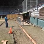 Clayton Franke / The Daily World
Tom Elledge, parks maintenance worker with the city of Hoquiam, stands near construction work at Olympic Stadium on Friday, Aug. 25.
