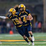 PHOTO BY FOREST WORGUM Aberdeen quarterback Grady Springer (4) and running back Aidan Watkins (19), seen here against Hoquiam on Sept. 1, will join their Bobcats teammates as they host Montesano on Friday in Aberdeen.