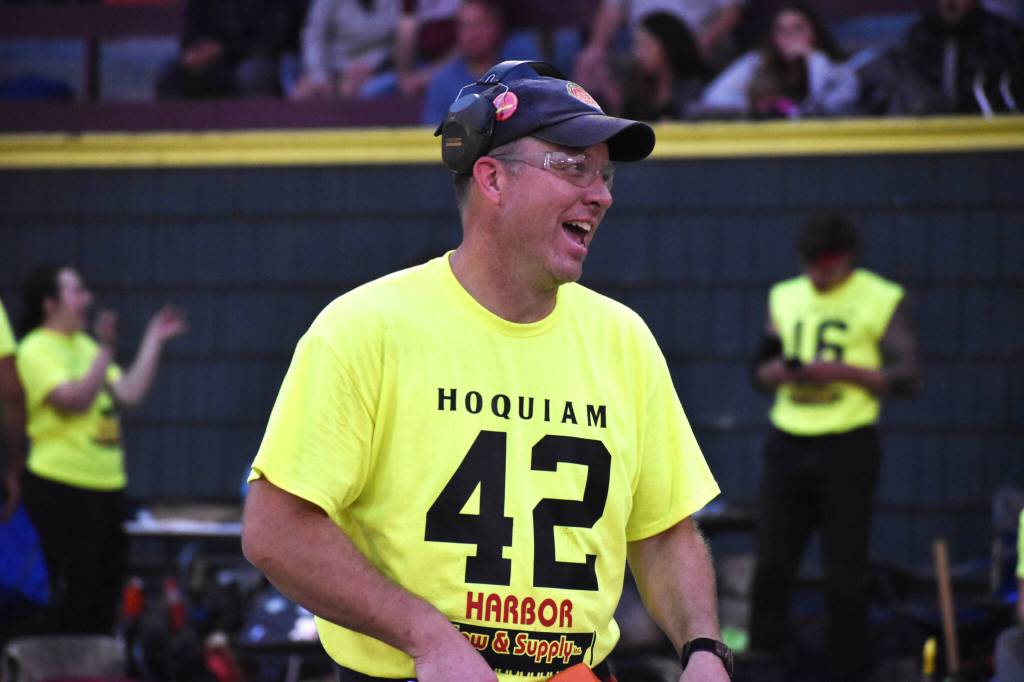 John Larson, director for Polson Museum, got into the fun of the Loggers Playday Show during last years Loggers Playday Show. He competed in the obstacle pole, the Ma and Pa bucking, local double buck, and the local power saw bucking. He admitted it wasnt easy. Pulling the saw is one of the most strenuous things, Larson said. You get halfway down and youre like, Jesus, Im only halfway.