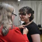 Clayton Franke / The Daily World
Macie Leach, student at Miller Junior High School, receives the VFW National Lifesaving Award for helping a man who was at risk of drowning at Lake Sylvia.