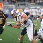 RYAN SPARKS | THE DAILY WORLD Montesano senior running back Gabe Bodwell (44) carries the football during the first half of a 38-7 victory over Aberdeen on Friday in Aberdeen.