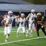 RYAN SPARKS | THE DAILY WORLD Montesano quarterback Jaxson Wilson directs traffic during a 38-7 win over Aberdeen on Friday at Stewart Field in Aberdeen. Wilson passed for 249 yards and two touchdowns in the victory.