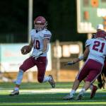 PHOTO BY FOREST WORGUM 
Hoquiam senior quarterback Zander Jump (10), seen here against Fort Vancouver on Sept. 8, and the Grizzlies will take on undefeated La Salle on Friday at Olympic Stadium in Hoquiam.
